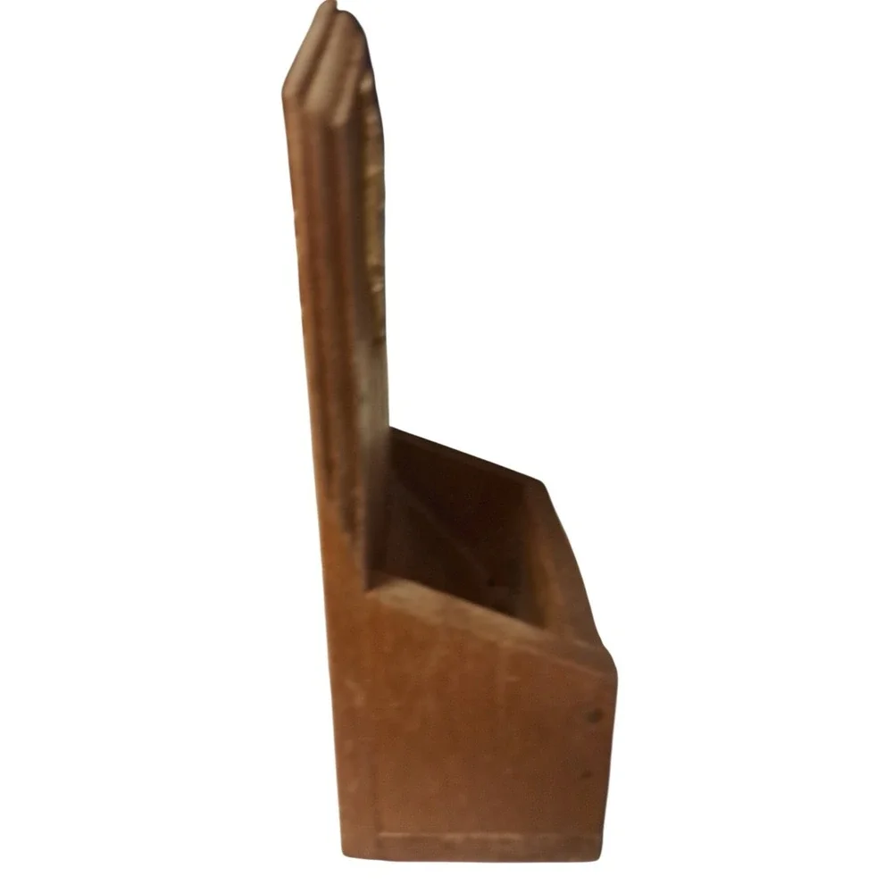 Vintage wooden toothpick dispenser/holder with a rooster emblem
